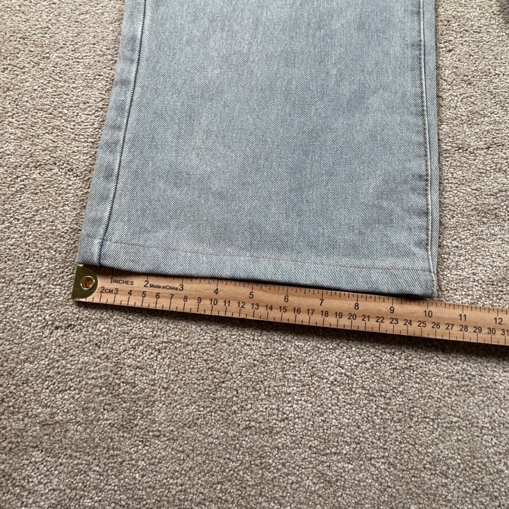 Edikted Wide Leg Jeans Light Wash Pink Bow Back Pocket Baggy Denim XS 1433 - Picture 3 of 8